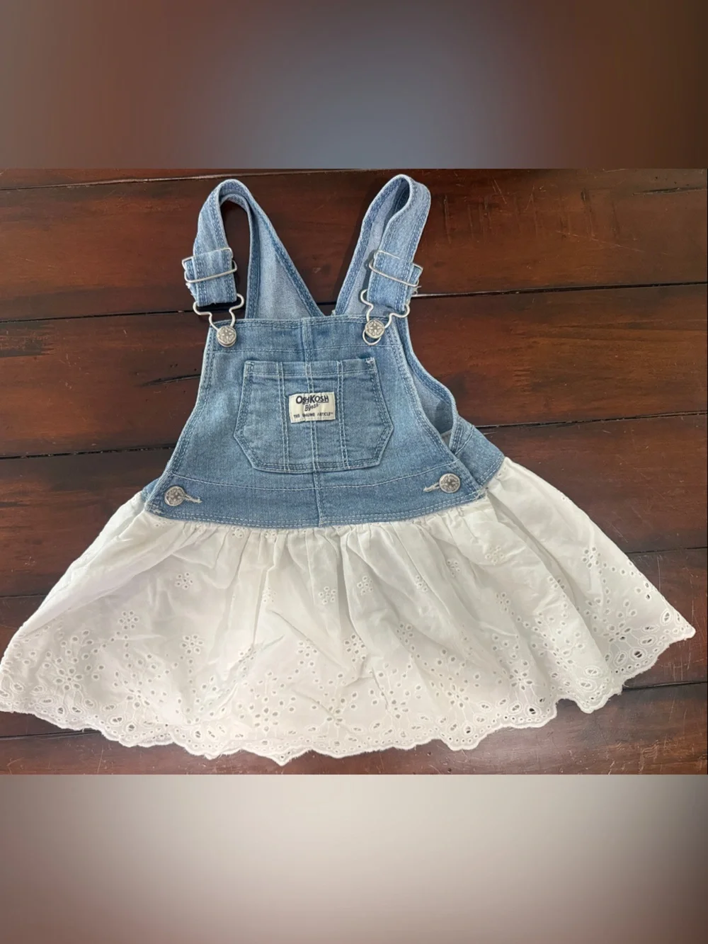 OshKosh B'gosh Light Blue Denim Top with White Eyelet Skirt